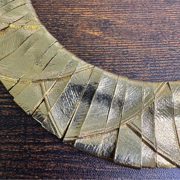 Les Bernard Gold Cleopatra Choker Necklace Egyptian Revival Vintage Unsigned - Picture 6 of 8